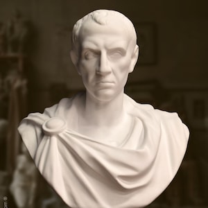 Bust of Julius Caesar. 64 cm Plaster. Handmade in Spain. Art studies. Decoration and gift. Decorate with art. Gift for men.