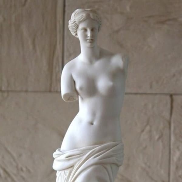 Statue de Vénus de Milo. Hauteur : 38,5 cm. Marbre moulé. Fabriqué à la main en Espagne. Art ancien. Idées déco, jardin et cadeaux.