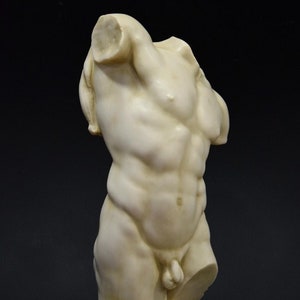 Torse d'Hercule. Sculpture en marbre moulé. 42cm. Fabriqué à la main en Espagne. Art ancien. Décoration, jardin et cadeau. image 2