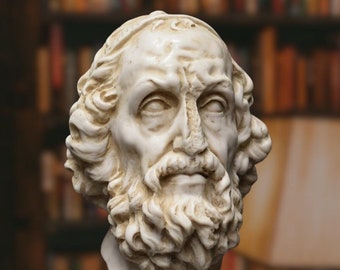 Busto de Homero. Alto: 29 cm. Hecho a mano en España. Reproducciones de Arte antiguo para decoración y regalo.