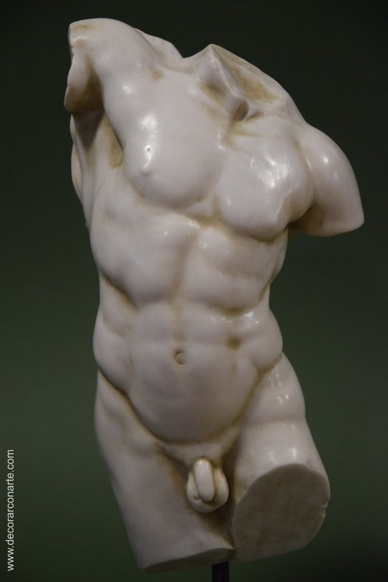 Torso des Herkules. 45cm. Geformter Marmor. Handgefertigt in Spanien. Reproduktionen antiker Kunst zur Dekoration und als Geschenk. Bild 3