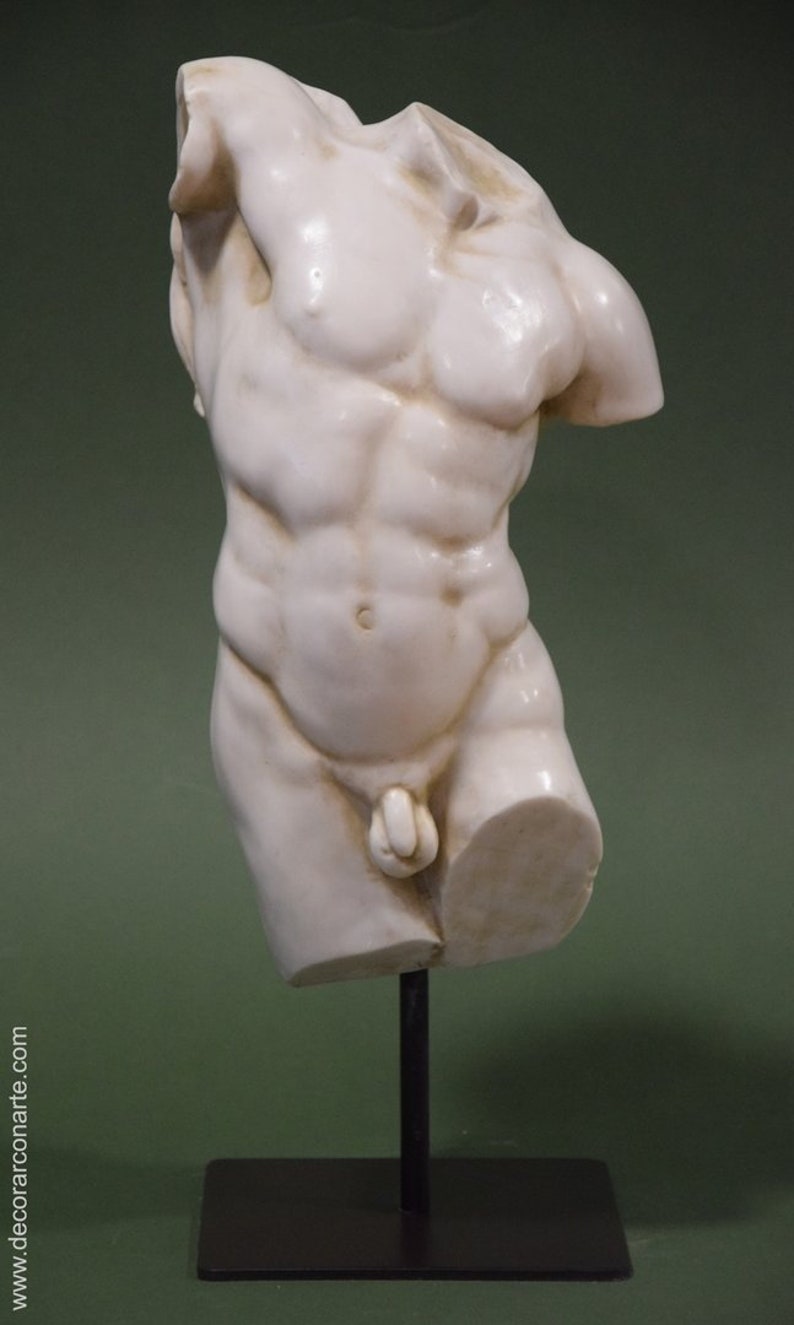 Torso des Herkules. 45cm. Geformter Marmor. Handgefertigt in Spanien. Reproduktionen antiker Kunst zur Dekoration und als Geschenk. Bild 2