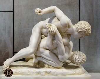 Combattants de Pergame. Sculpture en marbre moulé. 30cm. Fabriqué à la main en Europe. Art ancien. Idées déco, jardin et cadeaux.