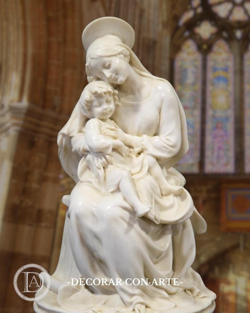 Statue Vierge Marie 22,4 Cm En Résine - Cadeau Religieux Et Décoration De Jardin - Figurine Peinte à La Main - Style élégant Et Détaillé - 2