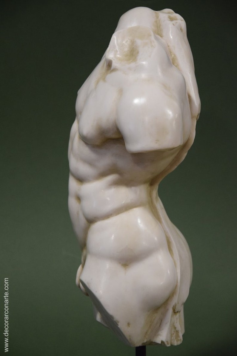 Torso des Herkules. 45cm. Geformter Marmor. Handgefertigt in Spanien. Reproduktionen antiker Kunst zur Dekoration und als Geschenk. Bild 4