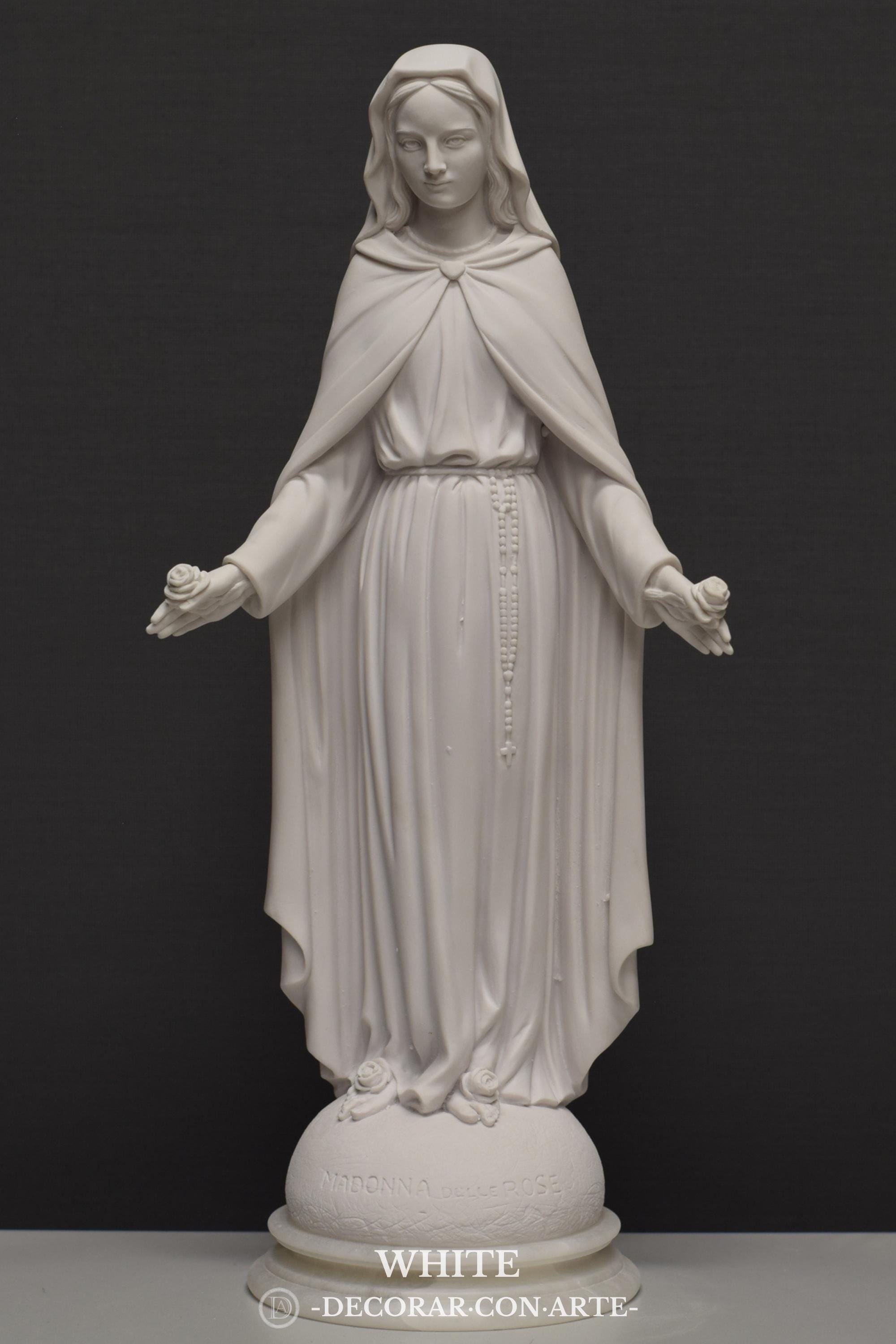 VIERGE MARIE, BELLE statue religieuse, stylisée plâtre couleur vert VIERGE MARIE, BELLE statue religieuse, stylisée plâtre couleur vert