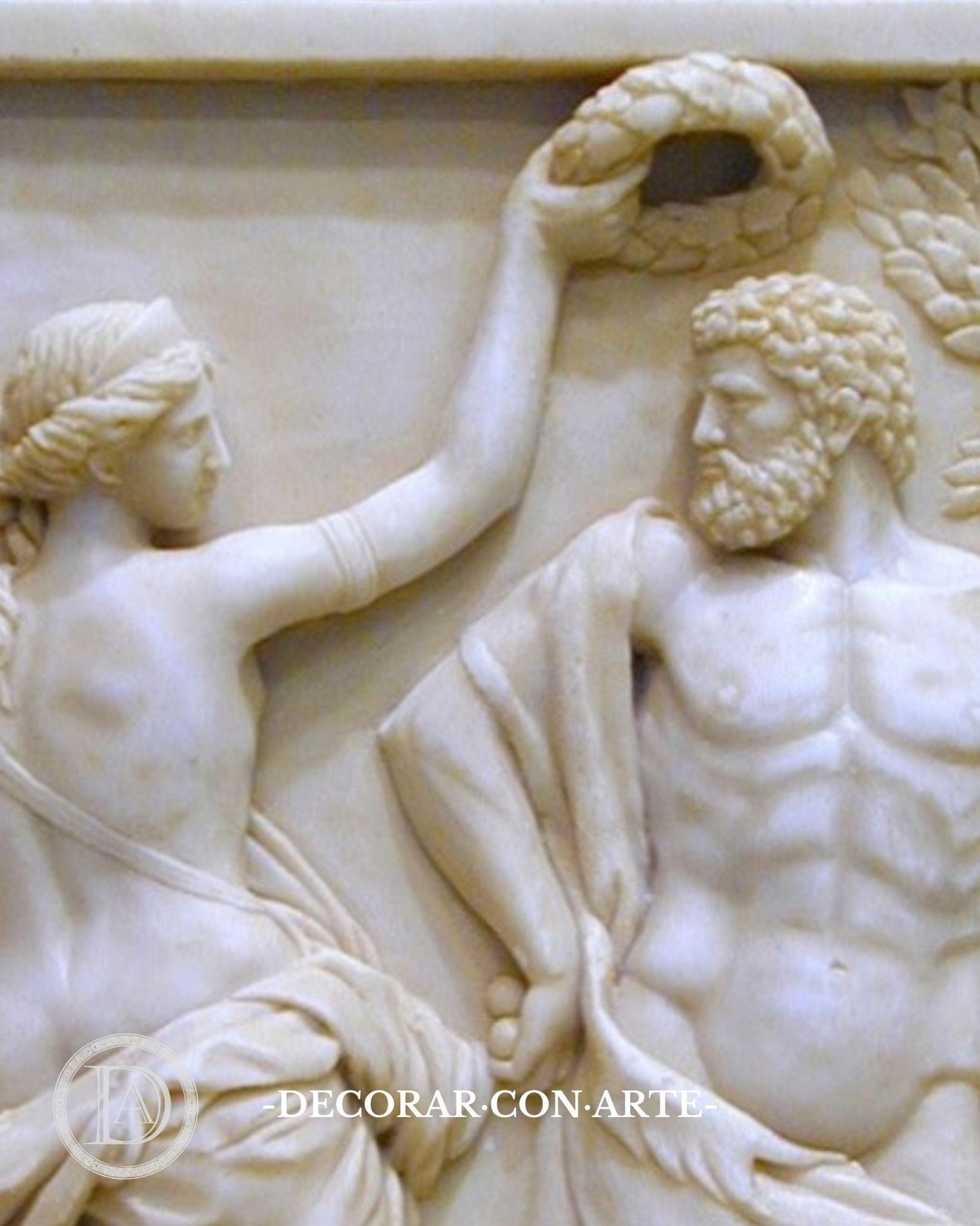 Relief of Hercules Crowned by Glory. 50 Cm. Molded Marble