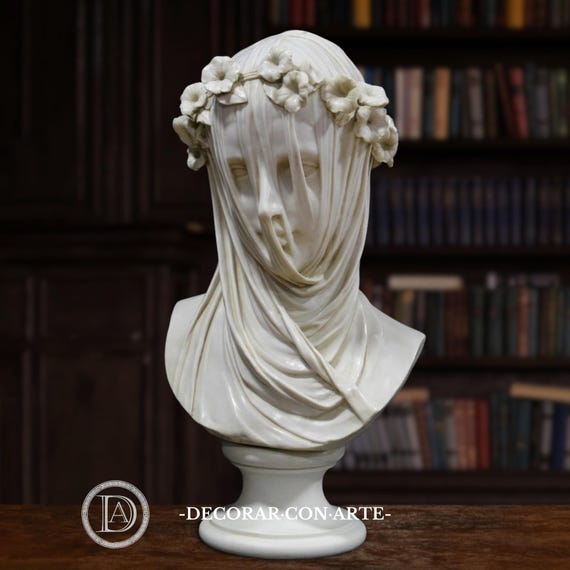 ヨーロピアン【VictorianPalaceClock】 Bust of a Veiled Vestal Virgin. Cast Marble. 53 Cm. Handmade in