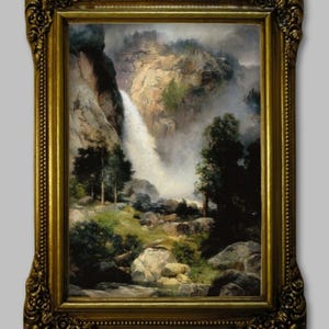 Gemälde „Berge“ von Thomas Moran. Reproduktion von 90x70 cm. Alte Gemälde