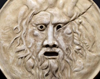 Mond van de Waarheid (Bocca della Verità). 60 cm. Gegoten marmer. Handgemaakt in Spanje. Reproducties van klassieke kunst. Decoratie en cadeau.