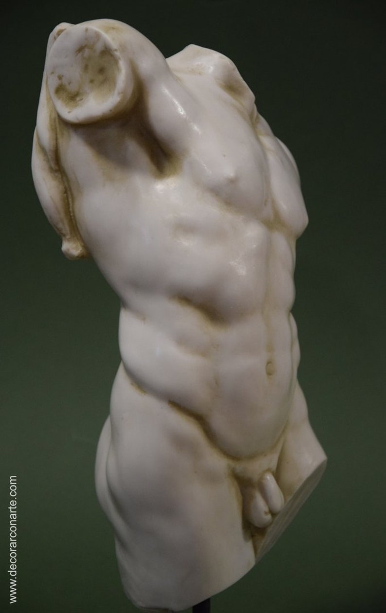Torso des Herkules. 45cm. Geformter Marmor. Handgefertigt in Spanien. Reproduktionen antiker Kunst zur Dekoration und als Geschenk. Bild 5