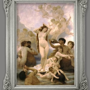 Tableau "La Naissance de Vénus" de Bouguereau. Reproduction de 90x70 cm. Peintures anciennes