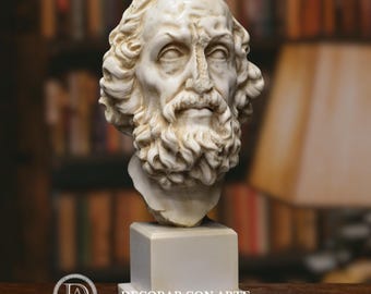 Bust of Homer. Height: 29 cm. Handmade in Spain. Reproductions of antique art for decoration and as a gift.