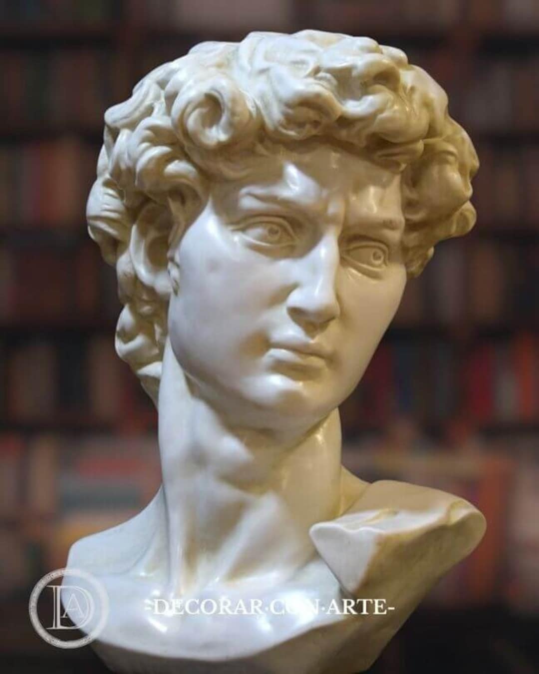 Michelangelo's Head of David. 60 Cm. Molded Marble