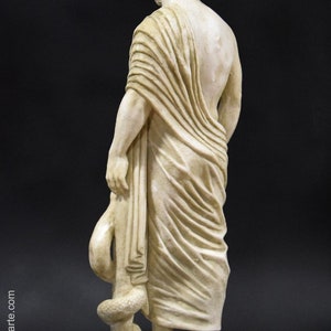 Sculpture of Asclepios, god of medicine. Molded marble. 64cm. Handmade in Spain. Ancient art. Decoration, garden and gift. image 5