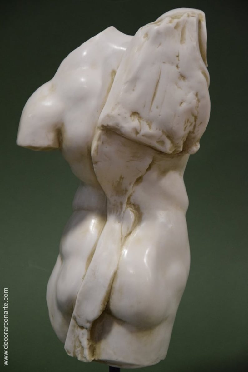 Torso des Herkules. 45cm. Geformter Marmor. Handgefertigt in Spanien. Reproduktionen antiker Kunst zur Dekoration und als Geschenk. Bild 6