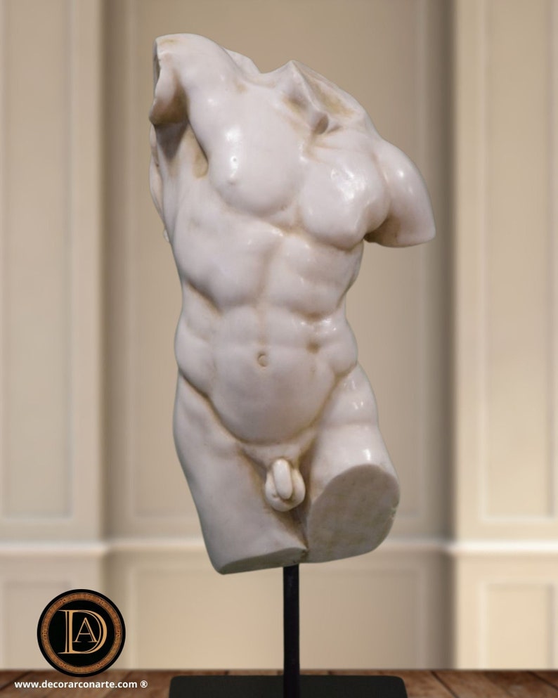 Torso des Herkules. 45cm. Geformter Marmor. Handgefertigt in Spanien. Reproduktionen antiker Kunst zur Dekoration und als Geschenk. Bild 1