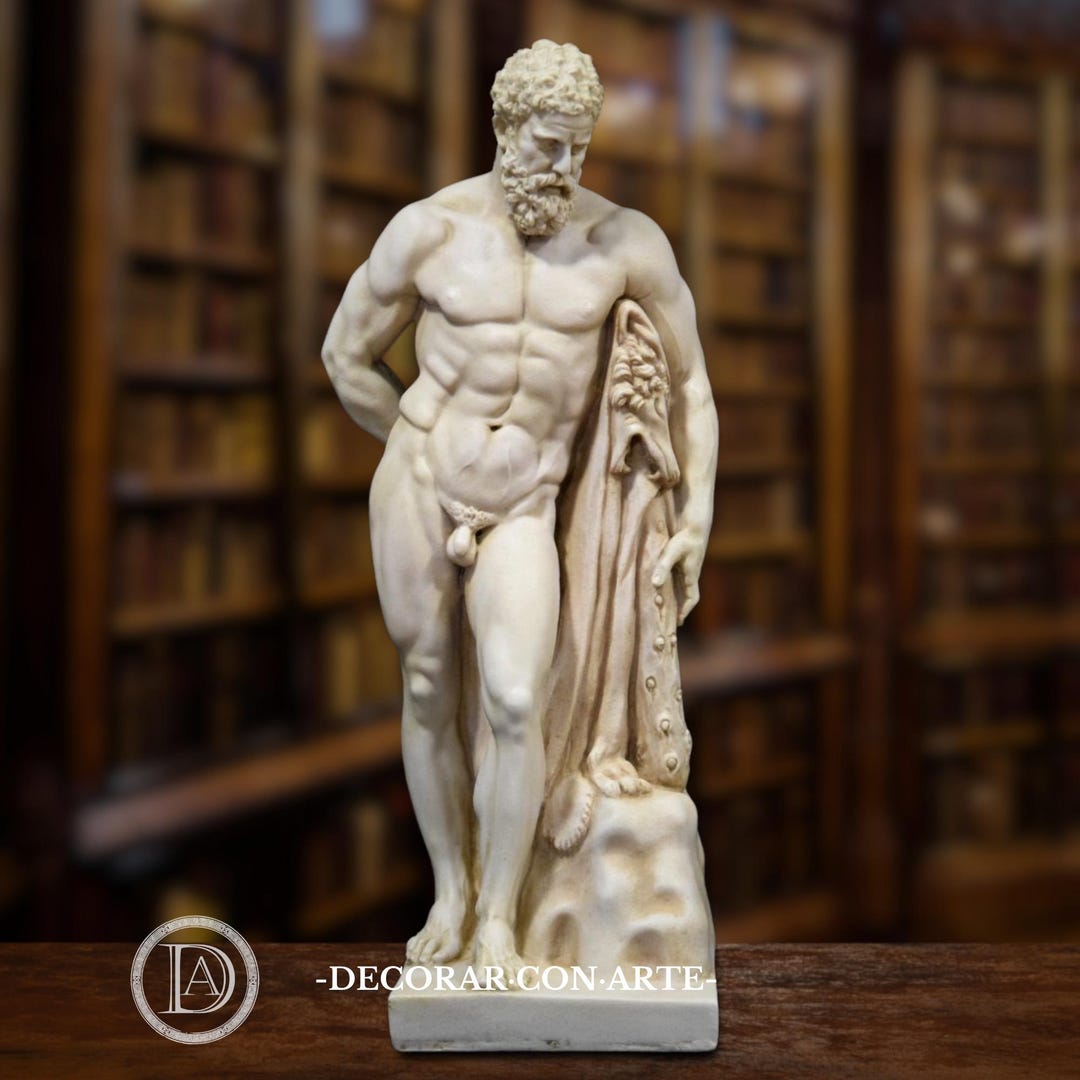 ファルネーゼのヘラクレス 高さ60cm (Farnese Hercules) Farnese Hercules Sculpture. 60cm. Molded Marble. Antique Art