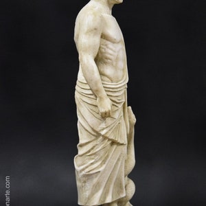 Sculpture of Asclepios, god of medicine. Molded marble. 64cm. Handmade in Spain. Ancient art. Decoration, garden and gift. image 6