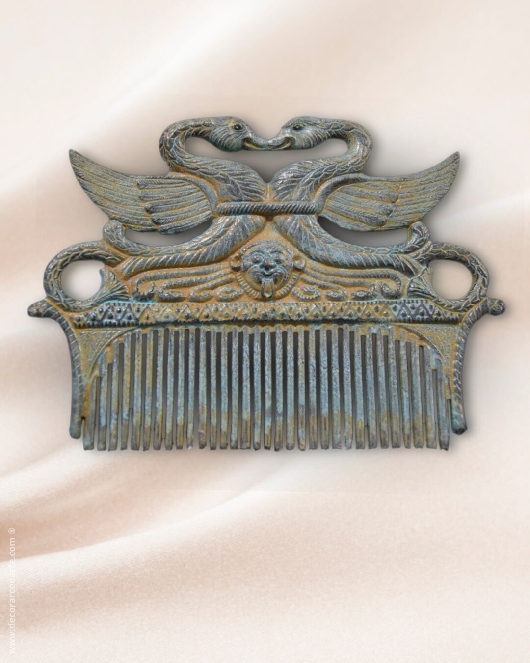 Roman Comb With Swans in Cast Bronze. Width 17 Cm. Decorate With Art ...