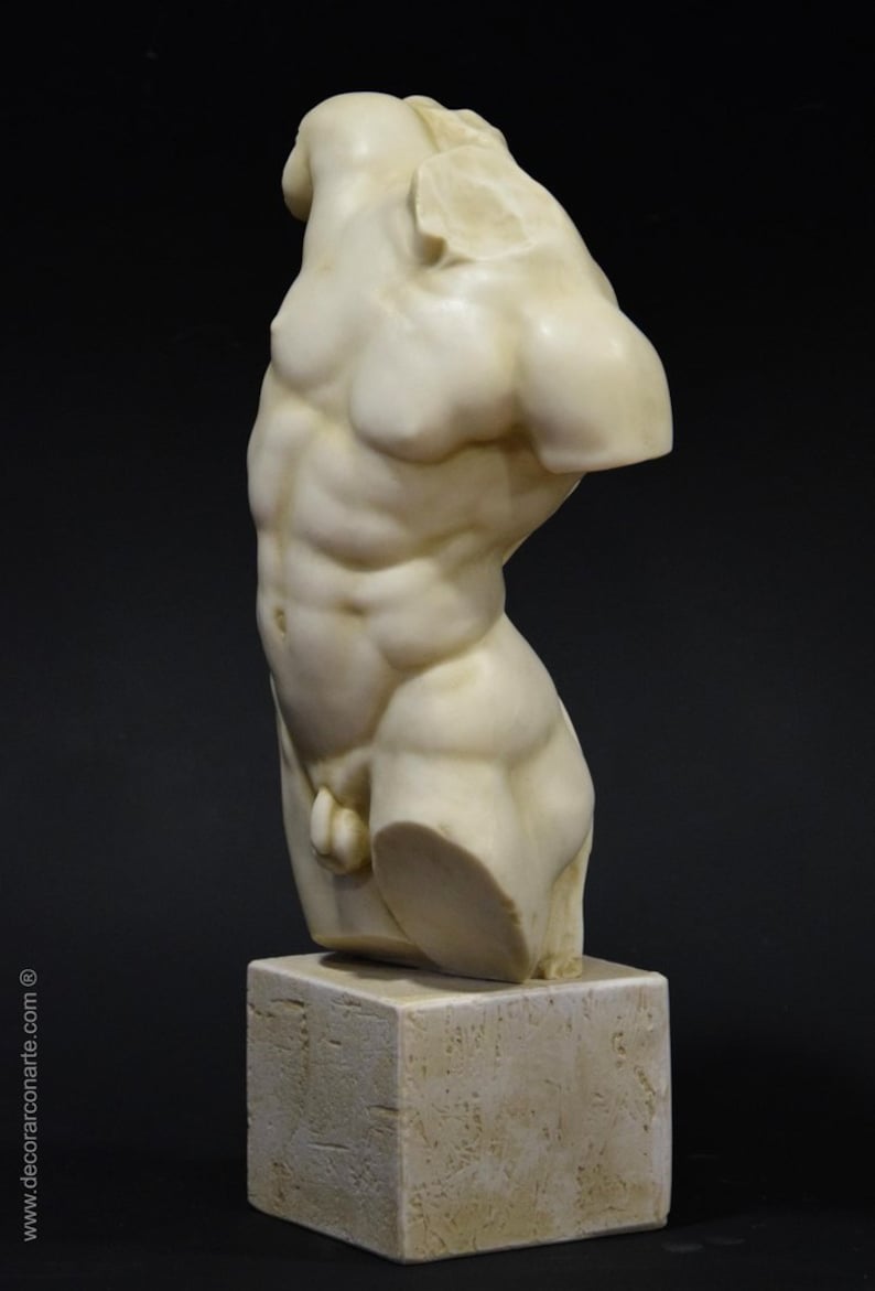 Torse d'Hercule. Sculpture en marbre moulé. 42cm. Fabriqué à la main en Espagne. Art ancien. Décoration, jardin et cadeau. image 4