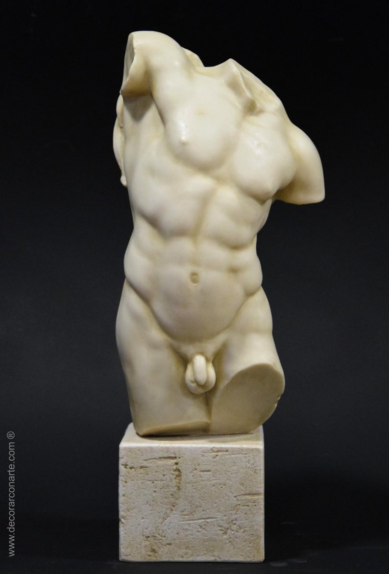 Torse d'Hercule. Sculpture en marbre moulé. 42cm. Fabriqué à la main en Espagne. Art ancien. Décoration, jardin et cadeau. image 3