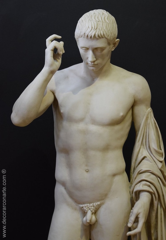 Sculpture of Hercules Farnese. Molded Marble. 60cm. Handmade in