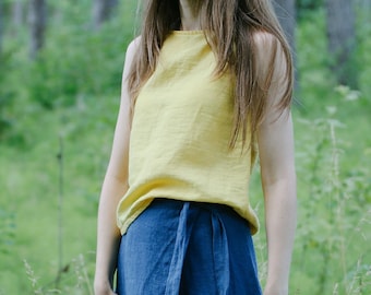 Sleeveless linen blouse LOTE, Fitted linen top, Linen sleeveless top, Summer outfit, Linen summer top, Natural linen shirt, Linen tank top