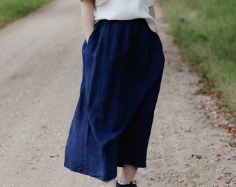 Linen maxi skirt INGA, Linen skirt, Autumn skirt, Maxi skirt, Long linen skirt, Summer linen skirt, Winter linen clothing, Pocket skirt