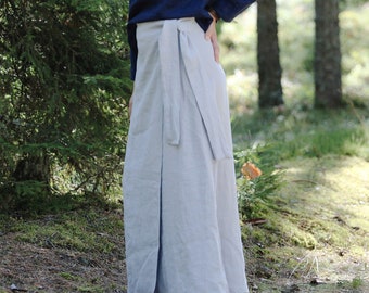 Linen long wrap skirt EVELINA, Linen wrap skirt, Full length linen skirt, A line wrap skirt, Long linen skirt, Maxi linen skirt, Linen skirt