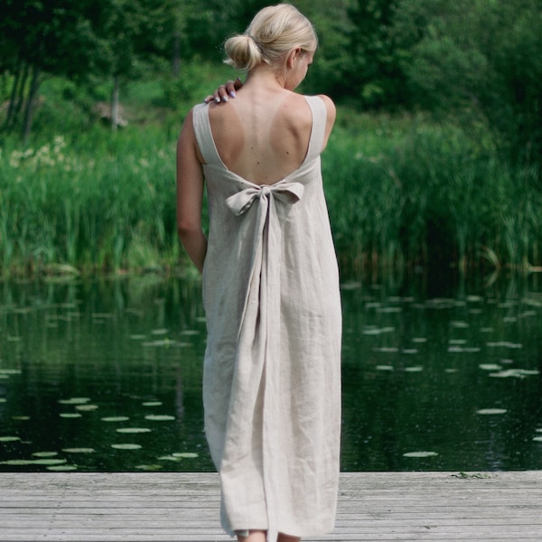 Vestido de verano sin espalda VANESA, vestido de tirantes, vestido de verano, vestidos de lino para mujer, vestido de verano perfecto, vestido de lino, vestido de verano con tiras