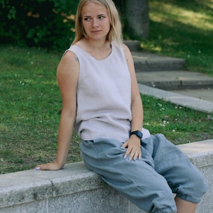 Linen top MARA, Linen sleeveless top, Linen tank top, Basic loose linen blouse, Linen casual top for woman, Summer linen top, Pure linen top