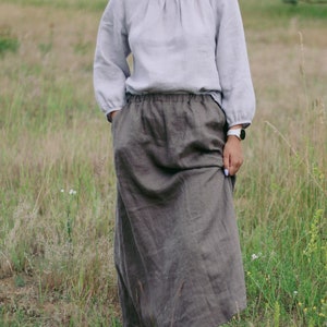 Long linen skirt ELZA, Linen skirt, Linen maxi skirt, Boho linen skirt, Women skirt, Linen summer skirt, Pleated skirt, Linen clothing