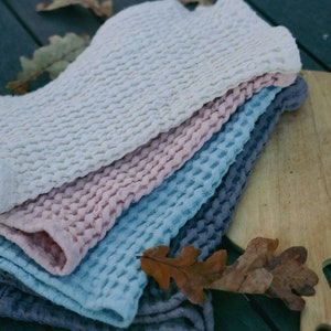 Linen waffle dishcloths, set of 4 reusable dish cloths, waffle natural linen dish towel, washable cleaning cloths, organic reusable cloths