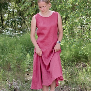 Sleeveless long linen dress MEGIJA, Linen dress for women, Casual linen dress, Linen loose dress, Trapeze linen dress, Linen summer dress