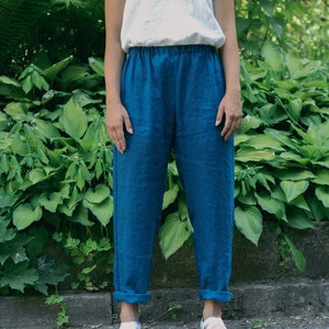 Linen pants NIKS, Woman linen pants, Natural linen trousers, Elastic waist straight trousers, Lady loose linen pants, Sustainable clothing