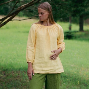 Linen Blouse for Women ANNA, Linen Loose Top, Long Sleeves Relaxed fit Blouse, Oversized Blouse, Linen Blouse, Autumn Winter Linen Wear