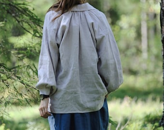 Linen oversized blouse ADELINA, Linen loose top, Long sleeves loose fit blouse, Oversized blouse, Linen blouse, Autumn winter linen wear