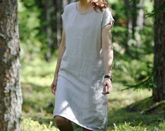 Everyday dress AIJA, Simple linen dress, Shift dress, Casual linen dress, Minimalist clothing, Linen summer dress, Loose women dress
