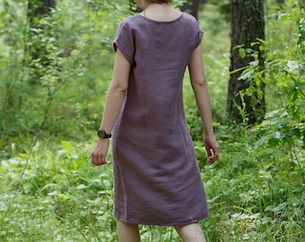 Everyday dress AIJA, Simple linen dress, Shift dress, Casual linen dress, Minimalist clothing, Linen summer dress, Loose women dress