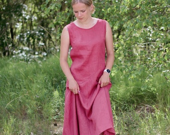 Sleeveless long linen dress MEGIJA, Linen dress for women, Casual linen dress, Linen loose dress, Trapeze linen dress, Linen summer dress
