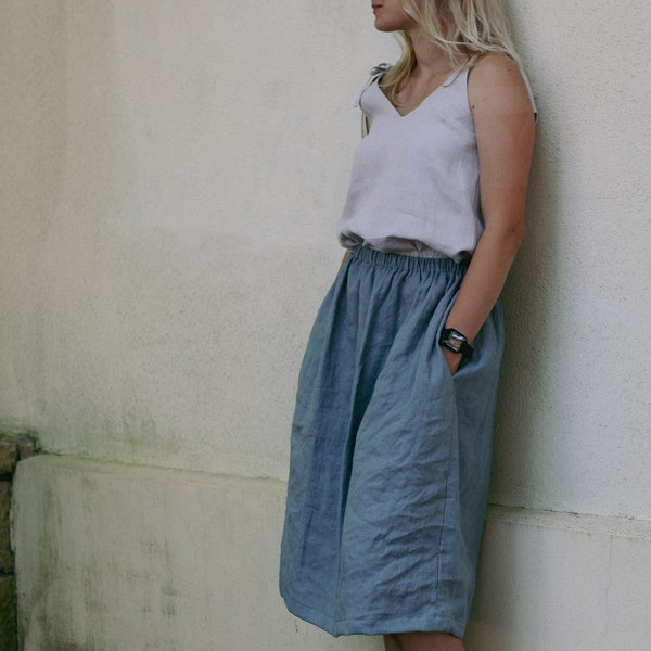 Linen midi skirt EMMA, Linen skirt, Autumn skirt, Boho skirt, Skirt with deep pockets, A Line Skirt, Prewashed linen skirt, Natural clothing