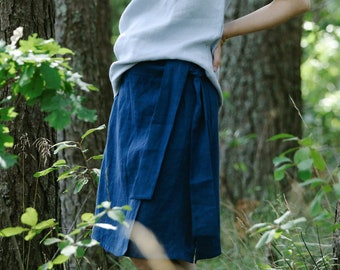 Linen wrap skirt LAURA, Linen midi skirt, Natural wrap skirt, High waisted skirt, Natural women linen skirt, Women linen skirt, Gift for her