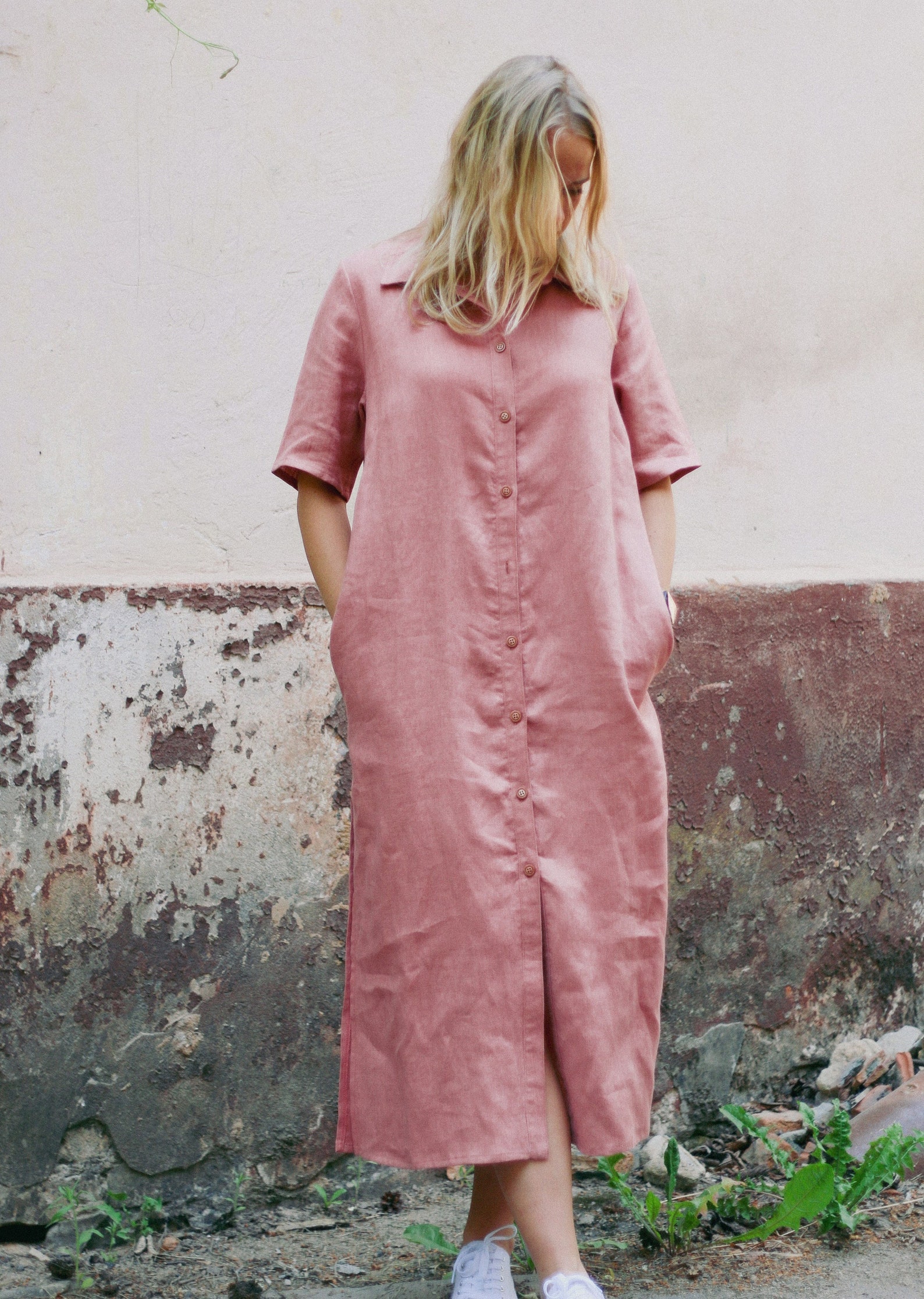 Linen Shirt Dress GRIETA Collared Linen Shirt Dress Short Etsy