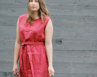 Sleeveless Linen Dress With Pockets: Minimalist A-line Cotton-linen Blend -  Etsy