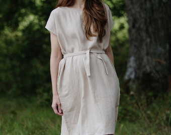 Linen oversized dress MADARA, Loose linen dress, Linen clothing, Plus size dress, Shift linen dress, Linen sundress, Maternity linen dress