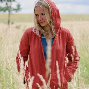 Leinen Kapuzenjacke SARA, Nachhaltige Leinenjacke mit Kapuze, Alternative Boho Streetwear, Ethischer Hanf Hoodie, Leinenjacke mit Kapuze Bild 9