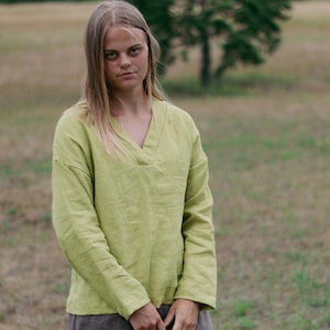 SALE / READY s size, Linen long sleeve blouse GRETA, Linen loose fitting blouse, Long sleeve linen top, Relaxed linen blouse, Loose top