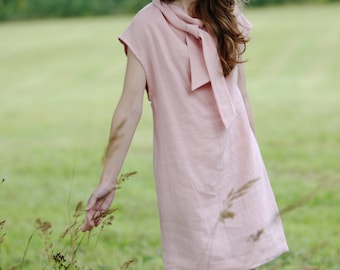 Linen formal dress VERONIKA, Linen elegant dress, Formal linen dress, Summer cocktail dress, Womens party dress, Blush linen dress woman