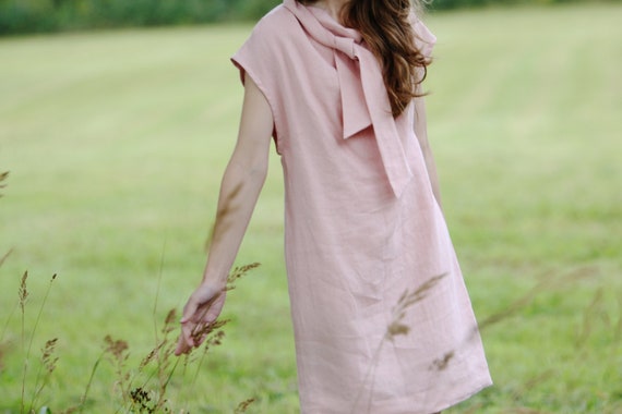 Linen Formal Dress VERONIKA, Linen Elegant Dress, Formal Linen Dress, Summer Cocktail Dress, Womens Party Dress, Blush Linen Dress Woman